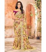 Sangam Prints Cream Georgette Printed Traditional Saree