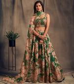 Green embroidered organza semi stitched lehenga