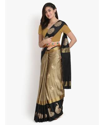 Art Silk foil printed saree with havey belt for women 1