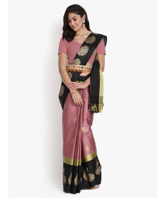 Art Silk foil printed saree with havey belt for women 1