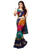 Art Silk foil printed saree with havey belt for women