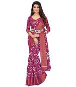designer banarasi silk bandhni printed saree with blouse pice&With Havey Belt