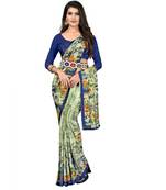 designer georgette printed saree with blouse pice&With Havey Belt