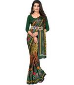designer georgette printed saree with blouse pice&With Havey Belt