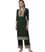 Dark-green printed rayon combo-kurtis