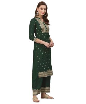 Dark-green printed rayon combo-kurtis 2