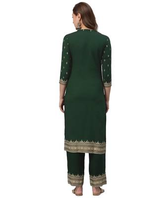 Dark-green printed rayon combo-kurtis 3