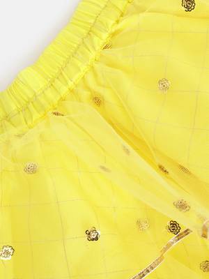 Saka Designs Lemon yellow ruffled Lehenga choli with sequenced work 5