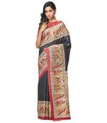 Multicolor Printed Raw Silk saree with blouse