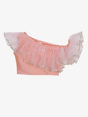 Saka Designs Peach pink ruffled lehenga choli with sequence work 2
