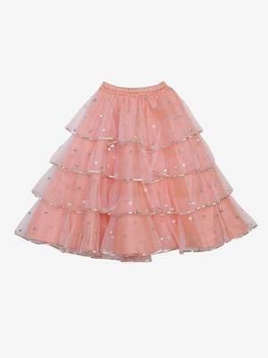 Saka Designs Peach pink ruffled lehenga choli with sequence work 3