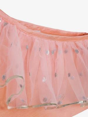 Saka Designs Peach pink ruffled lehenga choli with sequence work 5