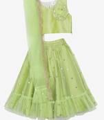 Saka Designs Green Ruffled Lehenga Choli 