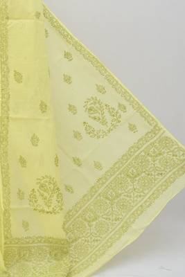 Green embroidered cotton saree with blouse 3