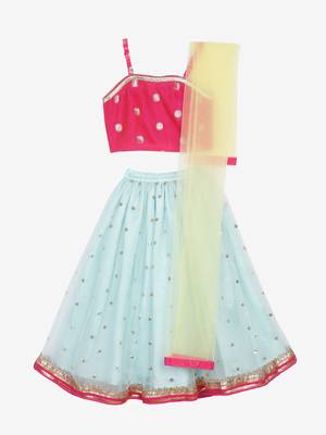 Saka Designs Blue lehenga with sequence work and poly jacquard choli 1