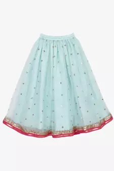 Saka Designs Blue lehenga with sequence work and poly jacquard choli