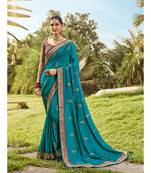 Sanjh Ferozi colour barfi silk embroidered saree