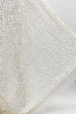 Fawn embroidered georgette saree with blouse 4