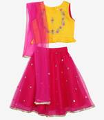 Saka Designs Yellow Choli With Embroidery And Sequenced Lehenga