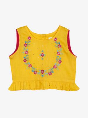 Saka Designs Yellow Choli With Embroidery And Sequenced Lehenga 2