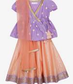Saka Designs Jacquard Lehenga Choli Set In Mauve And Peach 
