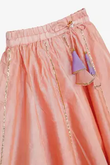 Saka Designs Jacquard Lehenga Choli Set In Mauve And Peach 