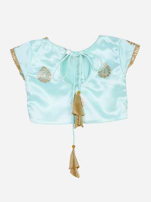 Saka Designs Sea Green Lehenga Choli With Gold Foil Print 2