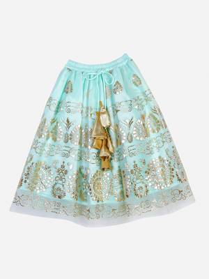 Saka Designs Sea Green Lehenga Choli With Gold Foil Print 3