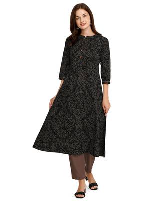 Black printed cotton cotton-kurtis 1