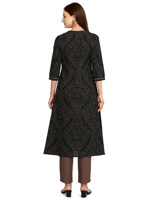 Black printed cotton cotton-kurtis 2