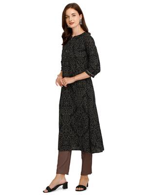 Black printed cotton cotton-kurtis 3
