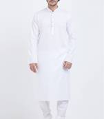 White plain cotton kurta-pajama