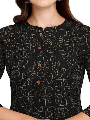 Black printed cotton cotton-kurtis 4