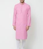 Pink plain cotton kurta-pajama