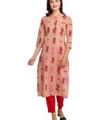 Peach printed cotton cotton-kurtis