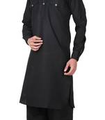 Black plain cotton pathani-suits