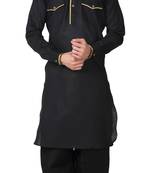 Black plain cotton pathani-suits