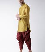 Yellow plain art silk islamic-kurta-pajama