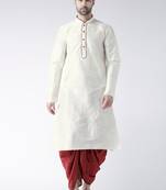 White plain art silk islamic-kurta-pajama