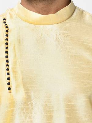 Fawn plain art silk islamic-kurta-pajama 2