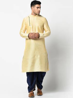 Fawn plain art silk islamic-kurta-pajama 1