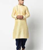 Fawn plain art silk islamic-kurta-pajama