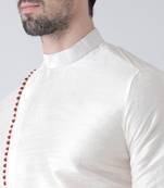 White plain art silk islamic-kurta-pajama
