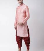 Pink plain art silk islamic-kurta-pajama