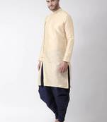 Fawn plain art silk islamic-kurta-pajama