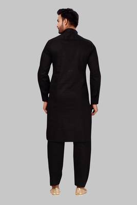 Black plain cotton poly pathani-suits 2