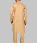 Gold plain cotton poly kurta-pajama