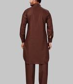 Brown plain cotton poly pathani-suits