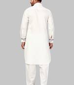 White plain cotton poly pathani-suits