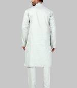 Green plain cotton poly kurta-pajama